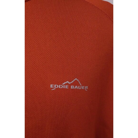 Eddie Bauer 1/4 Zip Mens Large Rust Orange Cocona Short Sleeve Polo Shirt - Picture 4 of 12